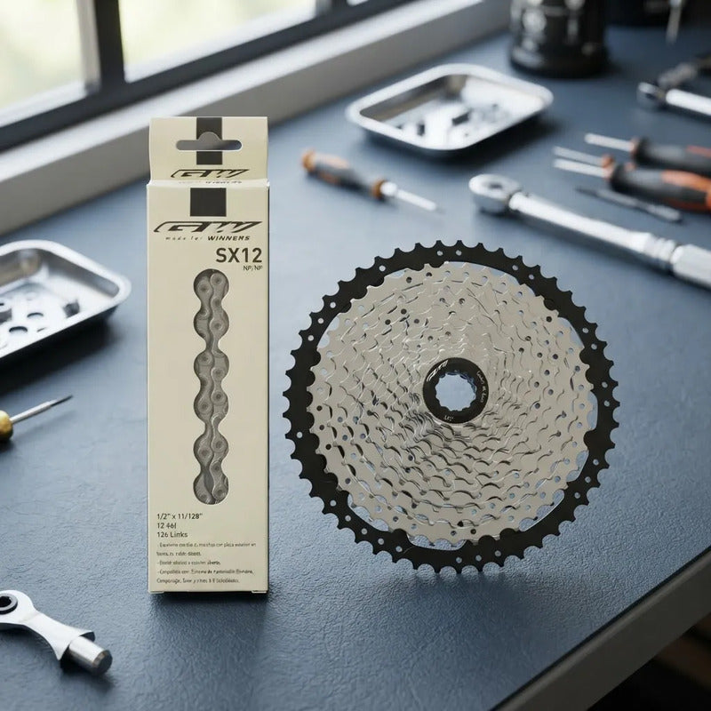 Cassette + Cadenilla Bicicleta Gw 12v 11-50 Plateado