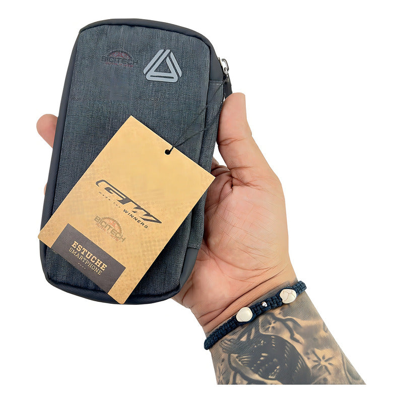 Estuche Portacelular Gw Forever Billetera Ruta/ Mtb Color Gris Oscuro