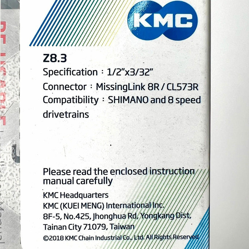 Cadena Kmc Z8.3 Bicicleta 8 Velocidades 116 Links Con Conector Missinglink