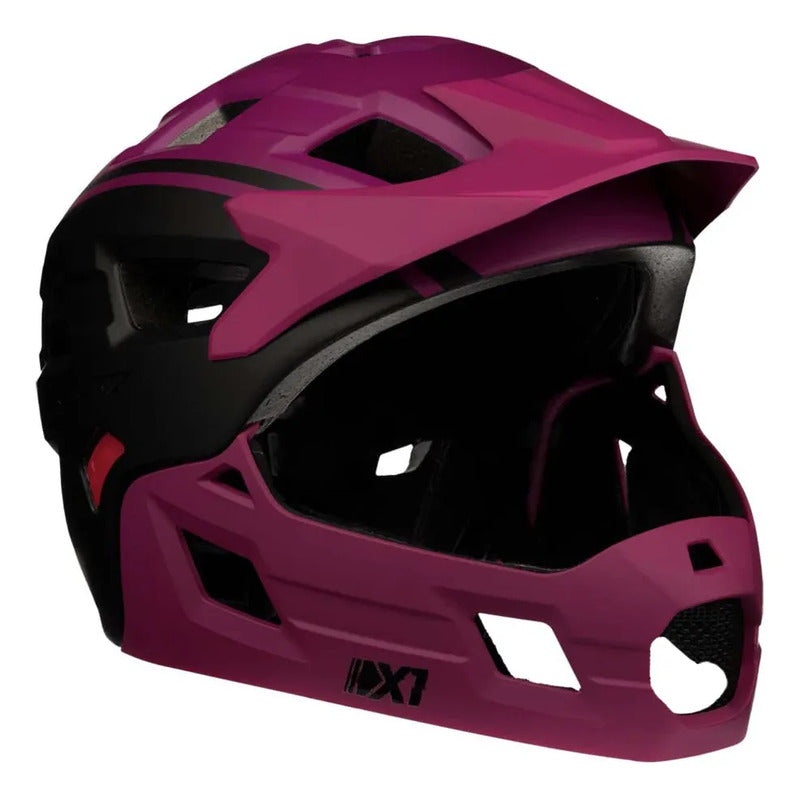 Casco Ciclismo Bmx Full Face Gw Removible X1 Negro Morado S
