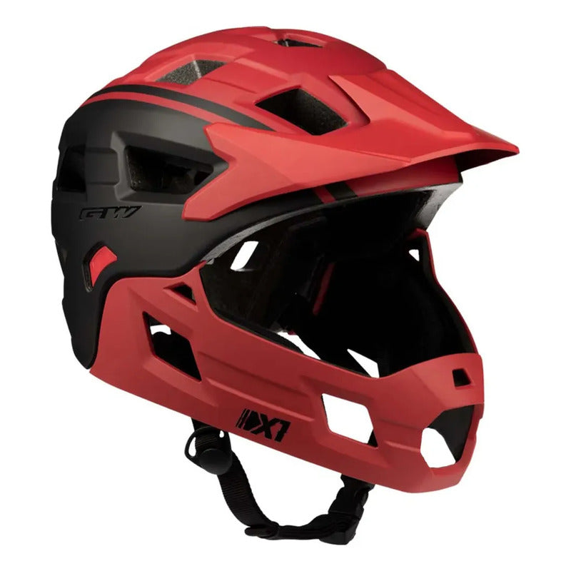 Casco Ciclismo Bmx Full Face Gw Removible X1 Negro Rojo S