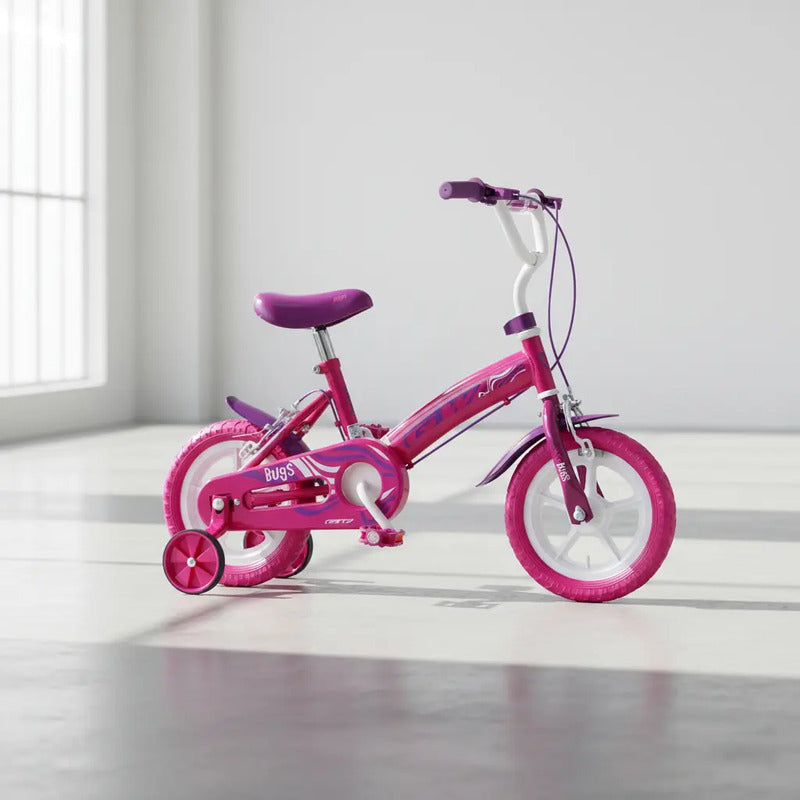 Bicicleta Rin 12 Bugs Gw Con Auxiliares Niños Niñas Liviana Color Rosa Tamaño Del Marco 12 Único