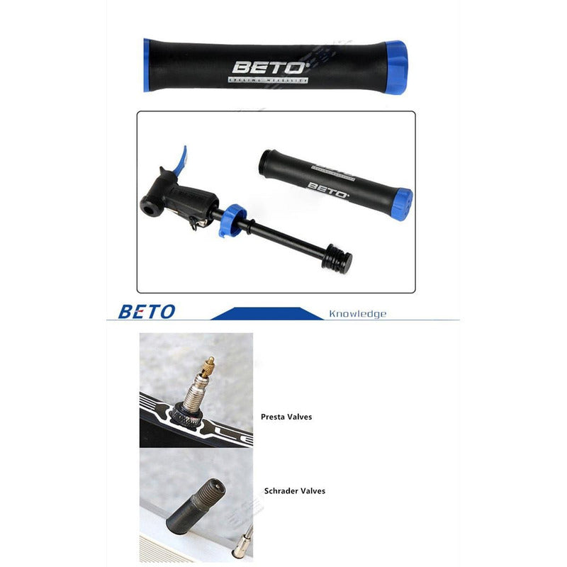 Bomba Inflador Beto Bicicletas Ruta Mtb 80 Psi Soporte Aguja Negro