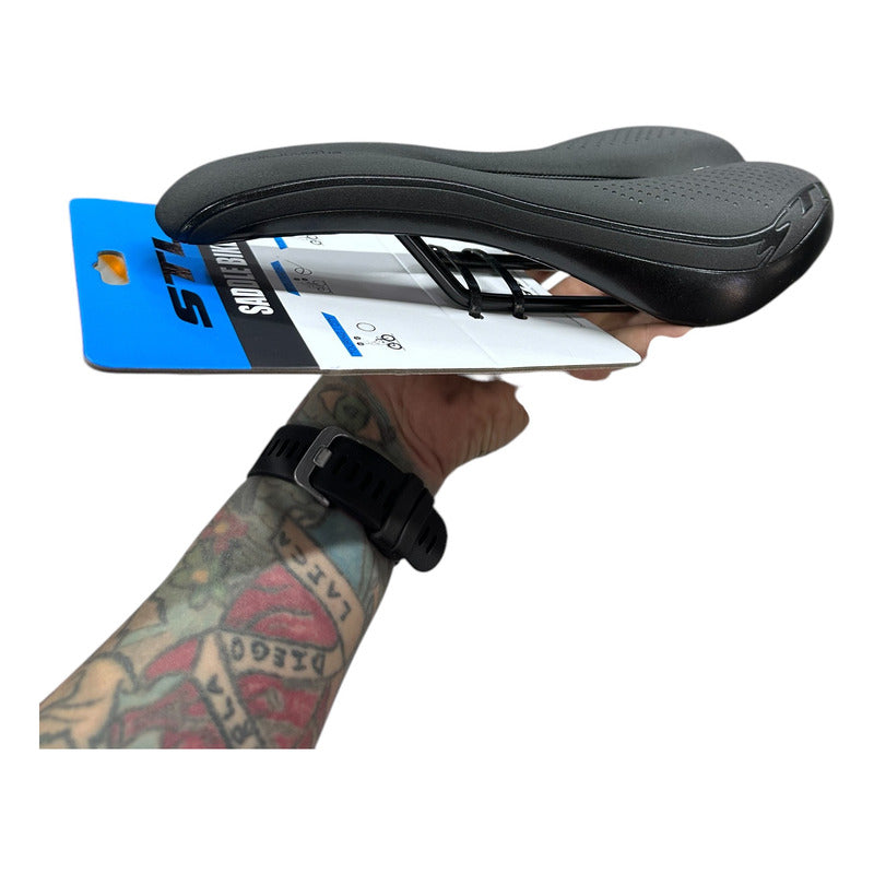 Sillin Stl Snake Gel Ergonómico 2.0 Bicicleta Ruta Mtb  Negro 27 Cm 14.5 Cm