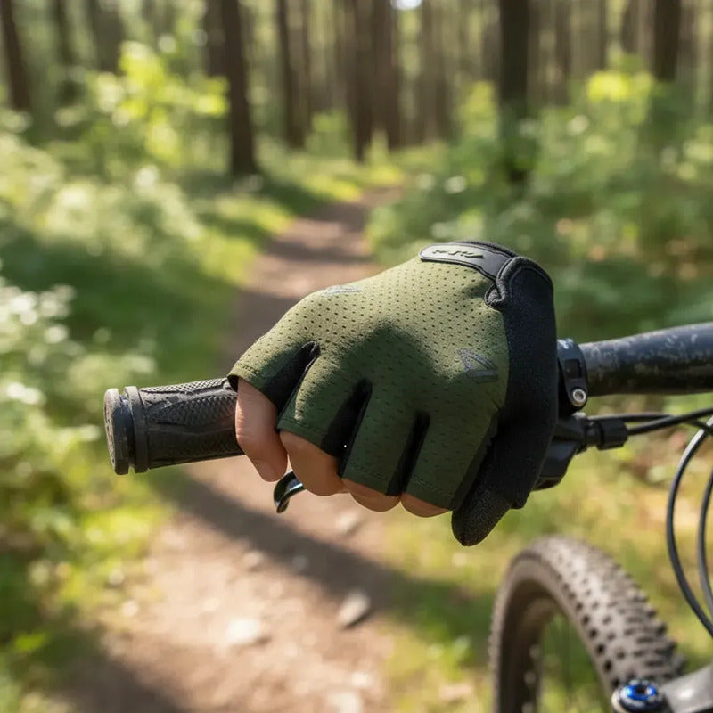 Guantes Ciclismo Mtb Ruta Gw Defender Gel Corto Verde Oscuro Xl