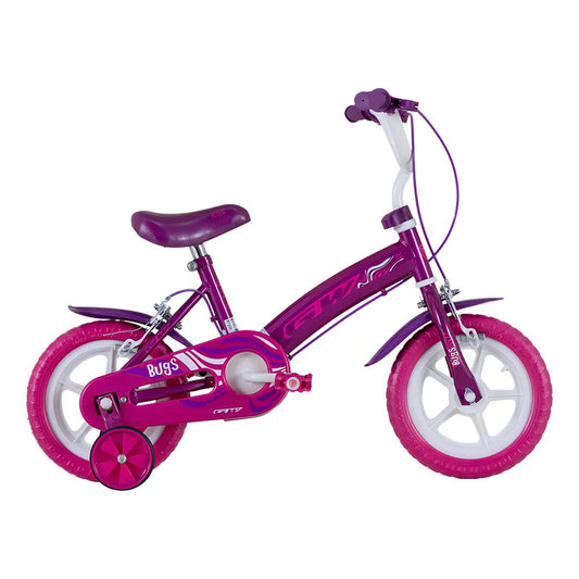 Bicicleta Gw Bugs Rin 12 Con Auxiliares Teflon Infantil Incluye Cubrecadenas Niñas Niños Color Morado Ideales Niños Niñas 18 Meses Y 5 Años Unisex Guardafangos Marco Acero Único