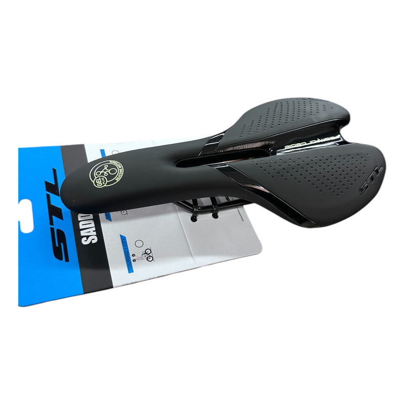 Sillin Bicicleta Stl Ergonómico Gel Bicicleta Ruta Mtb  Negro 28 Cm 15.2 Cm