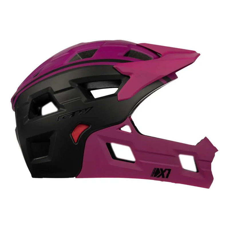 Casco Ciclismo Bmx Full Face Gw Removible X1 Morado Negro S
