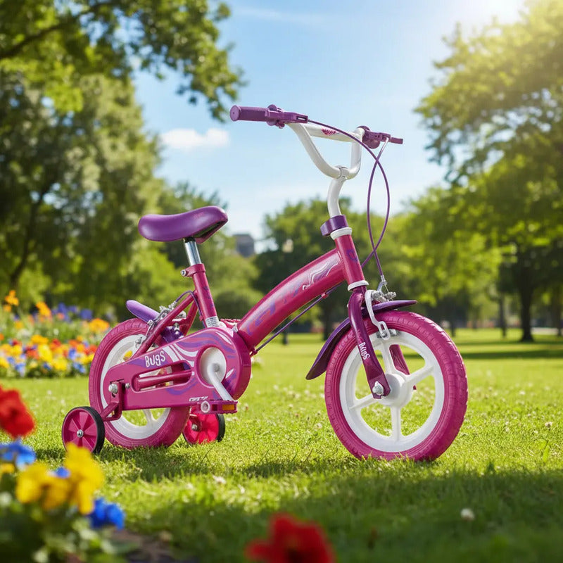 Bicicleta Rin 12 Bugs Gw Con Auxiliares Niños Niñas Liviana Color Rosa Tamaño Del Marco 12 Único