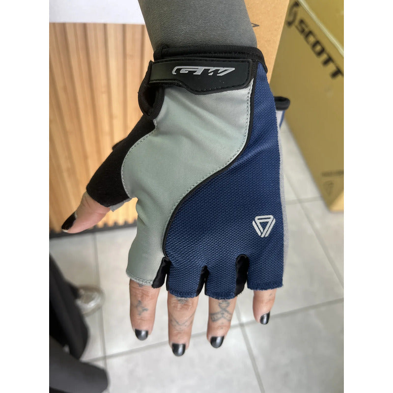 Guantes Corto Ciclismo Gw Bicicletas Ruta Mtb Fluo Azul S