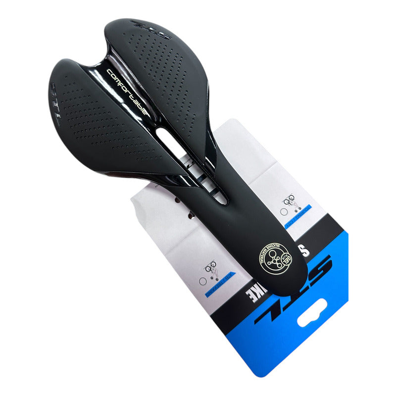 Sillin Bicicleta Stl Ergonómico Gel Bicicleta Ruta Mtb  Negro 28 Cm 15.2 Cm
