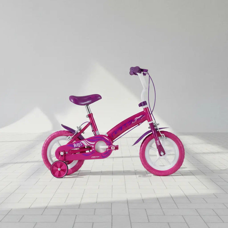 Bicicleta Rin 12 Bugs Gw Con Auxiliares Niños Niñas Liviana Color Rosa Tamaño Del Marco 12 Único