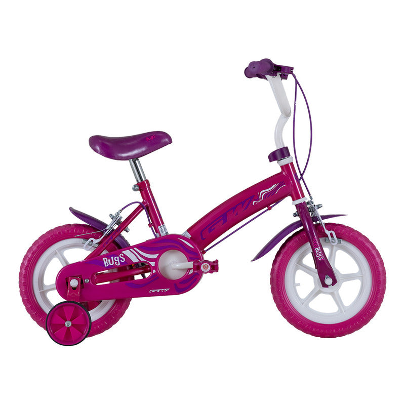 Bicicleta Rin 12 Bugs Gw Con Auxiliares Niños Niñas Liviana Color Morado Tamaño Del Marco 12