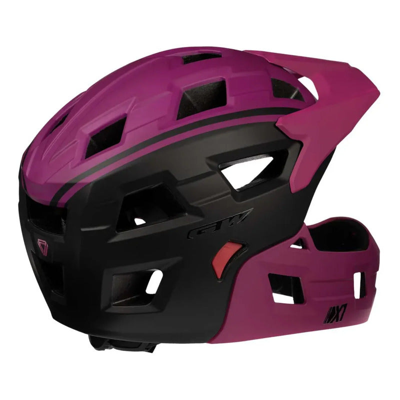 Casco Ciclismo Bmx Full Face Gw Removible X1 Negro Morado S