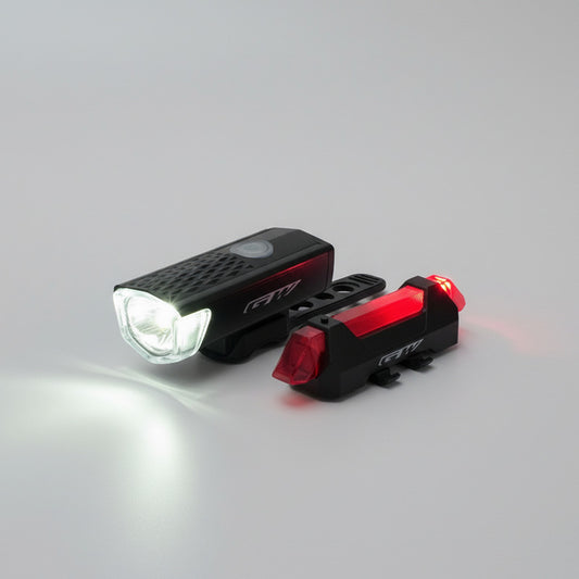 Combo Luz Bicicleta Gw Delantera Trasera Alta Luminosidad Negro