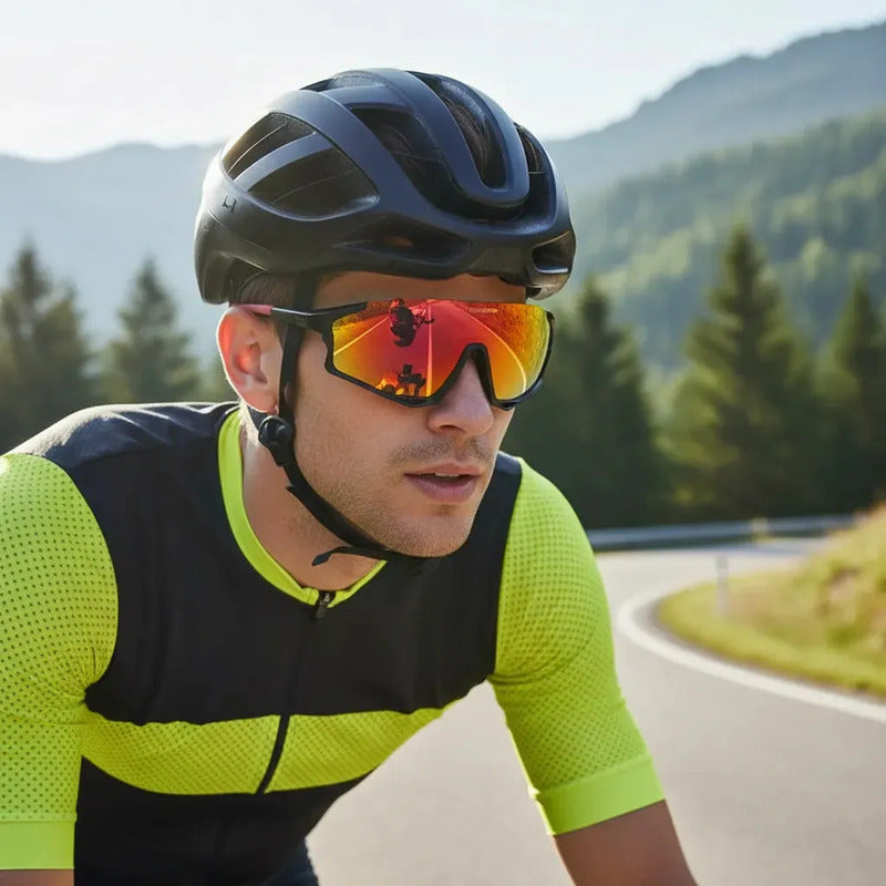 Gafas Ciclismo Gw Calvert Bicicletas Ruta Mtb Lente Rojo Armazón Negro