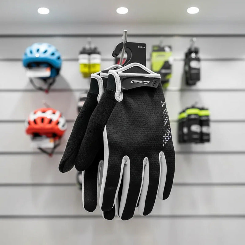 Guantes De Ciclismo Mtb Ruta Dedo Largo Gw Shell Gel Negro-blanco Xl