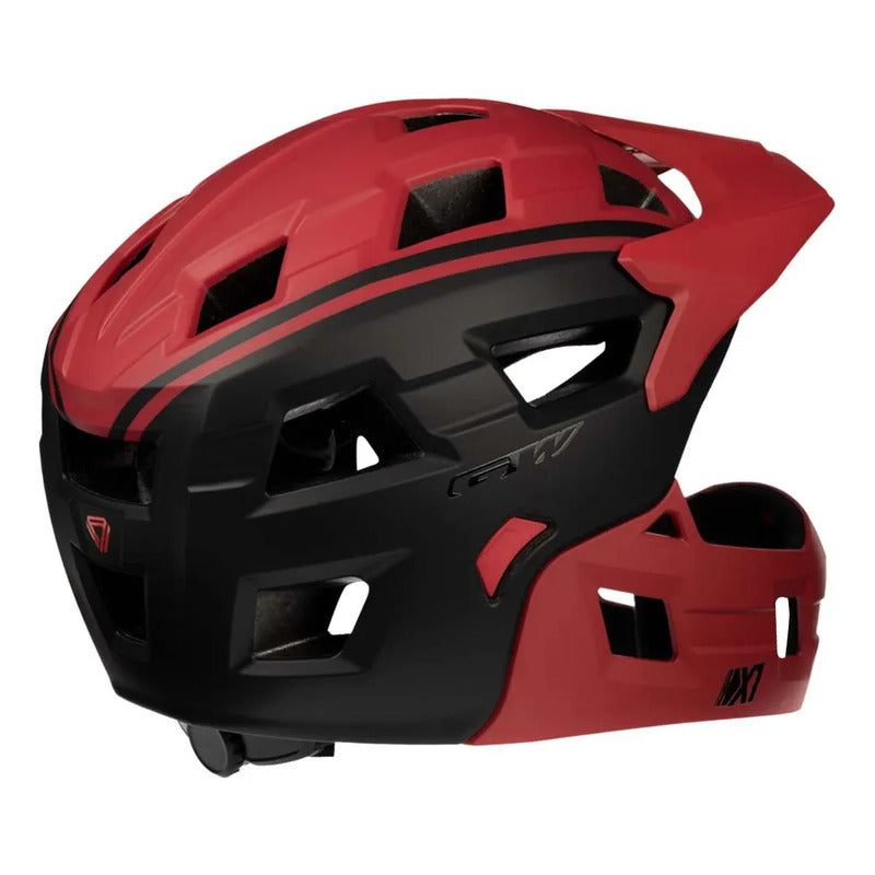 Casco Ciclismo Bmx Full Face Gw Removible X1 Negro Rojo S