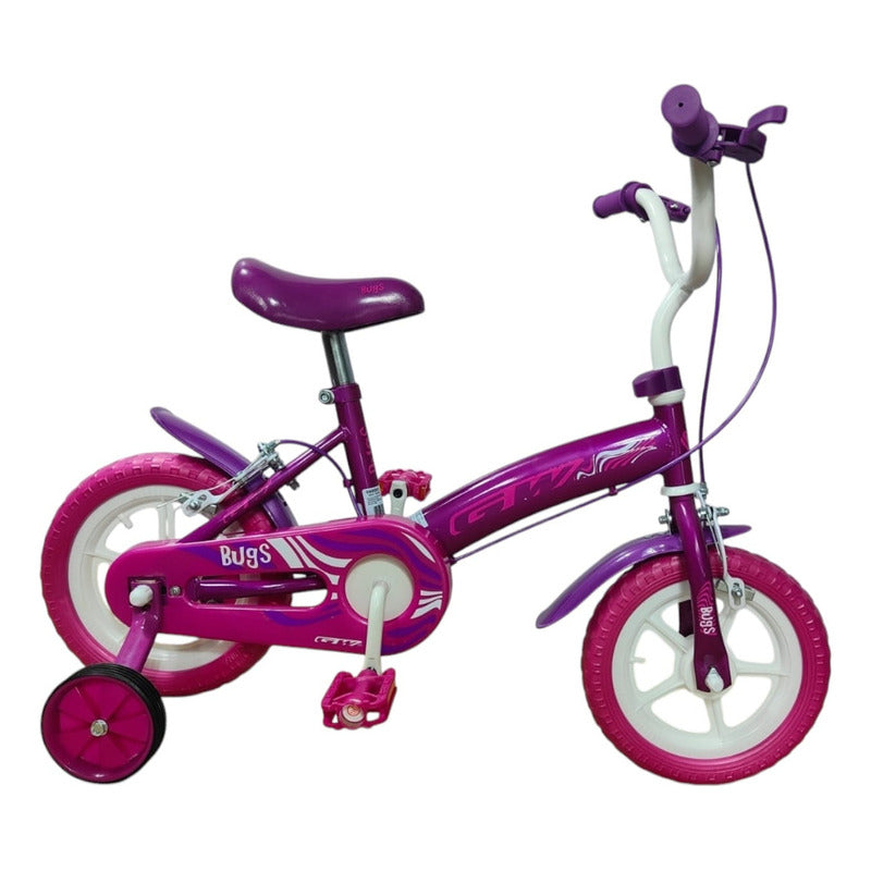 Bicicleta Rin 12 Bugs Gw Con Auxiliares Niños Niñas Liviana Color Morado Tamaño Del Marco 12