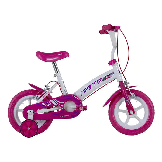 Bicicleta Gw Bugs Rin 12 Con Auxiliares Teflon Infantil Incluye Cubrecadenas Niñas Niños Color Blanco Ideales Niños Niñas 18 Meses Y 5 Años Unisex Guardafangos Marco Acero Único