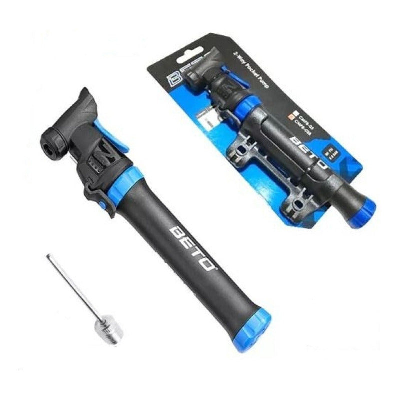 Bomba Inflador Beto Bicicletas Ruta Mtb 80 Psi Soporte Aguja Negro
