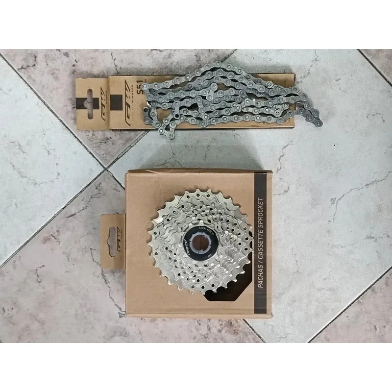 Combo Gw Pacha Cadenilla Bicicleta Ruta 8v Plata 11 28
